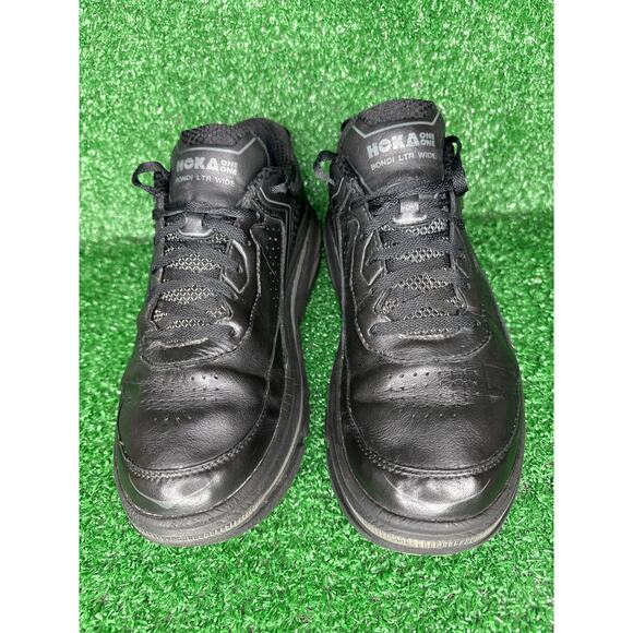 Hoka One One Mens Bondi LTR Wide Running Shoes Sneakers Size 10 2E Black Leather main image 5